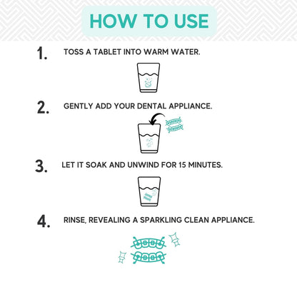 Retainer & Mouth Guard Cleaner Tablets - Mint Flavor Retainer Cleaner Tablets & Invisalign Cleaner -Denture Cleaning Tablets, Denture Cleaner, Aligners, Night Guard - Oral Dental Care